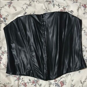 Zara Black Bustier Blouse with Glossy Finish